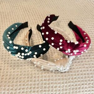 Pearl and Velvet Headbands - Set of 3